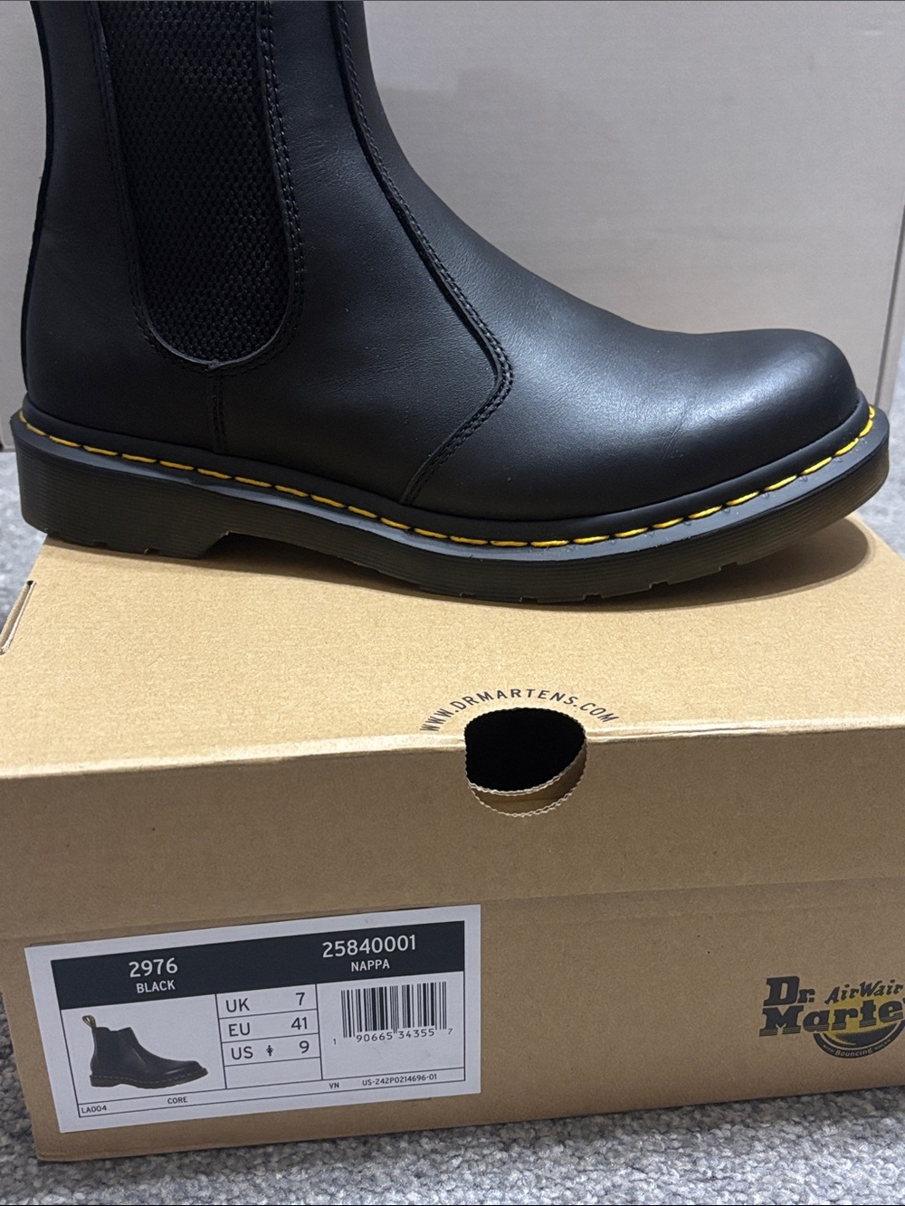 Women’s Dr. Martens Black Nappa Chelsea Boot with Yellow Stitching